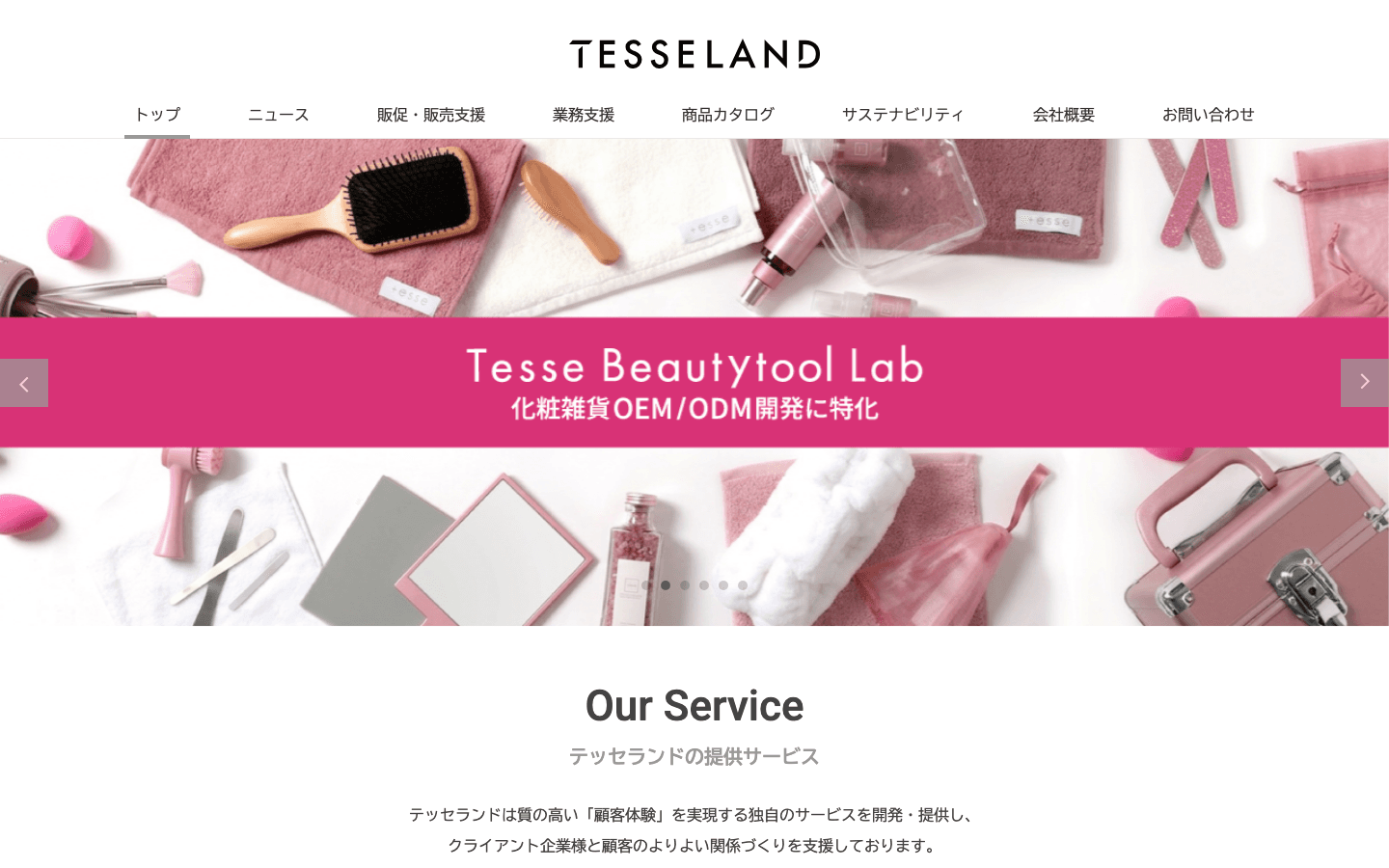 テッセランド株式会社 公式サイトのスクリーンショット