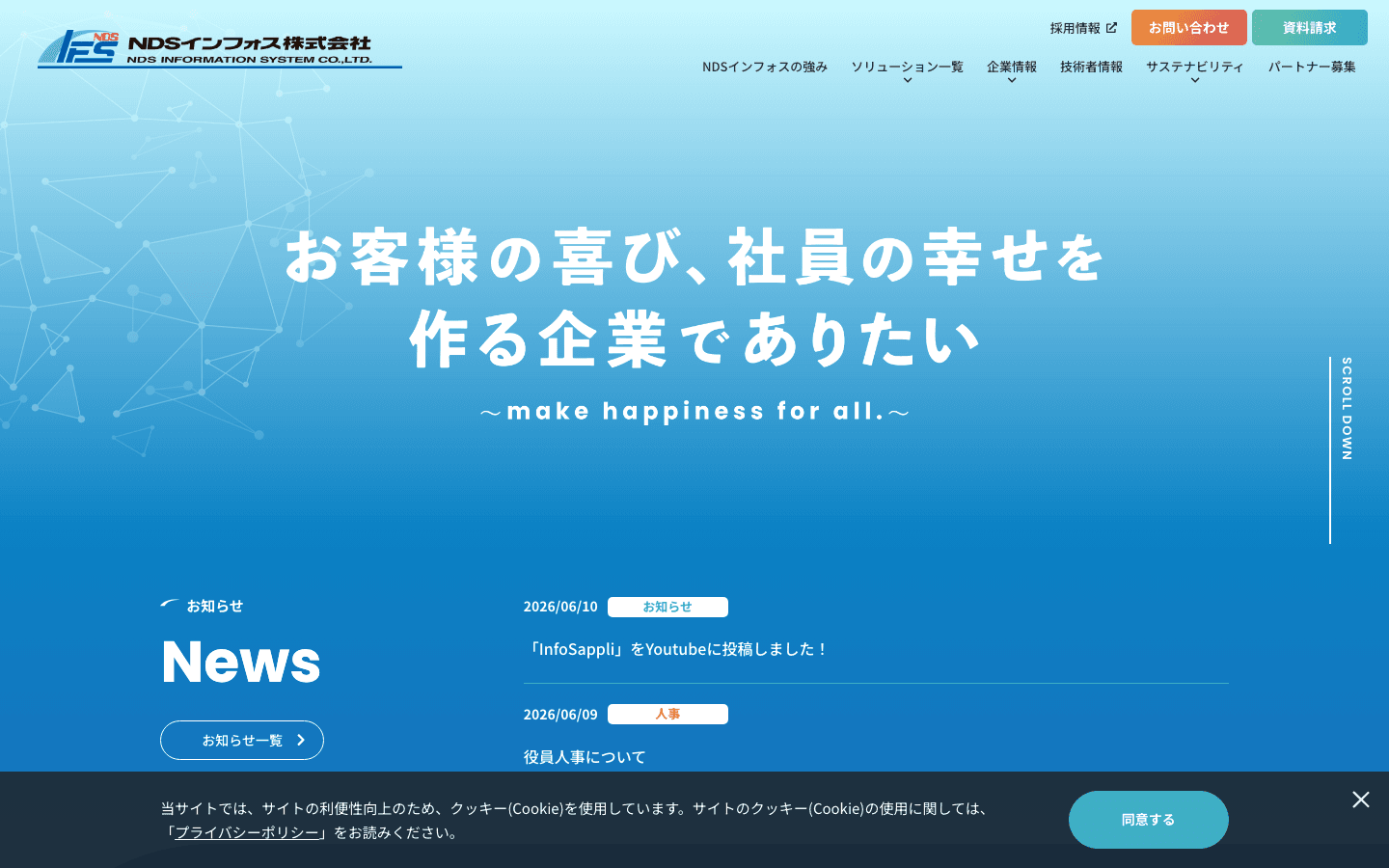 NDSインフォス株式会社 公式サイトのスクリーンショット