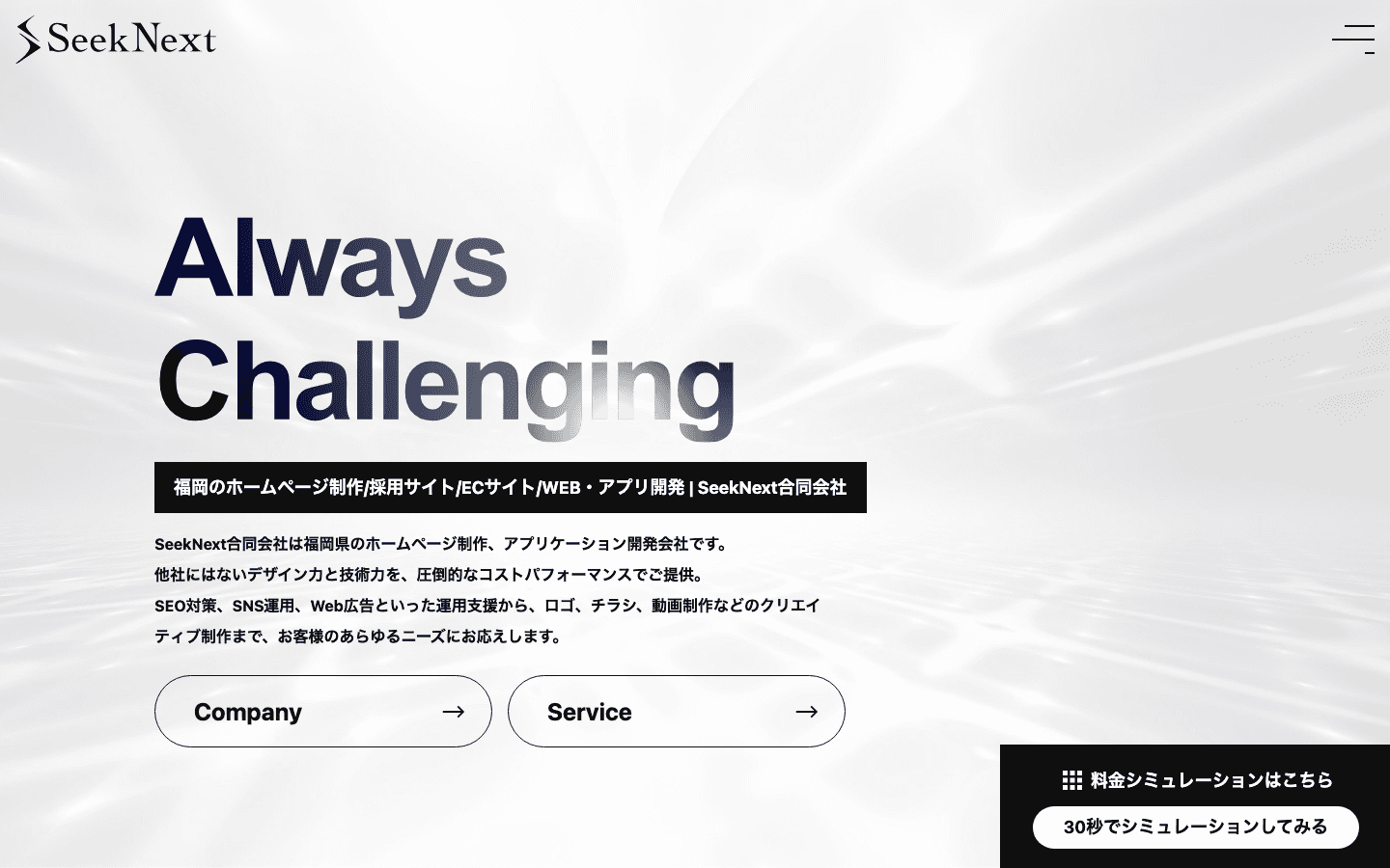 SeekNext合同会社 公式サイトのスクリーンショット