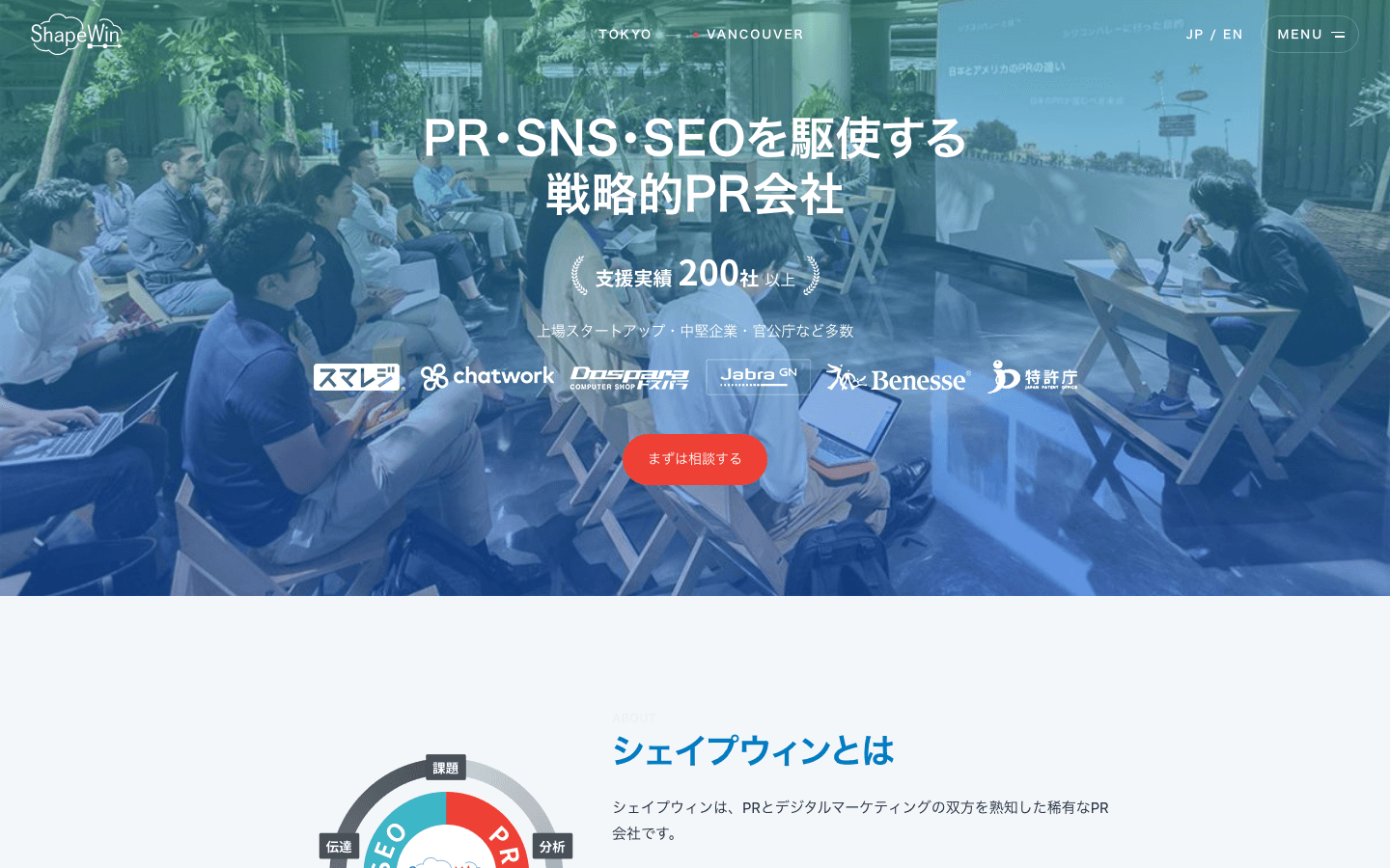シェイプウィン株式会社 公式サイトのスクリーンショット