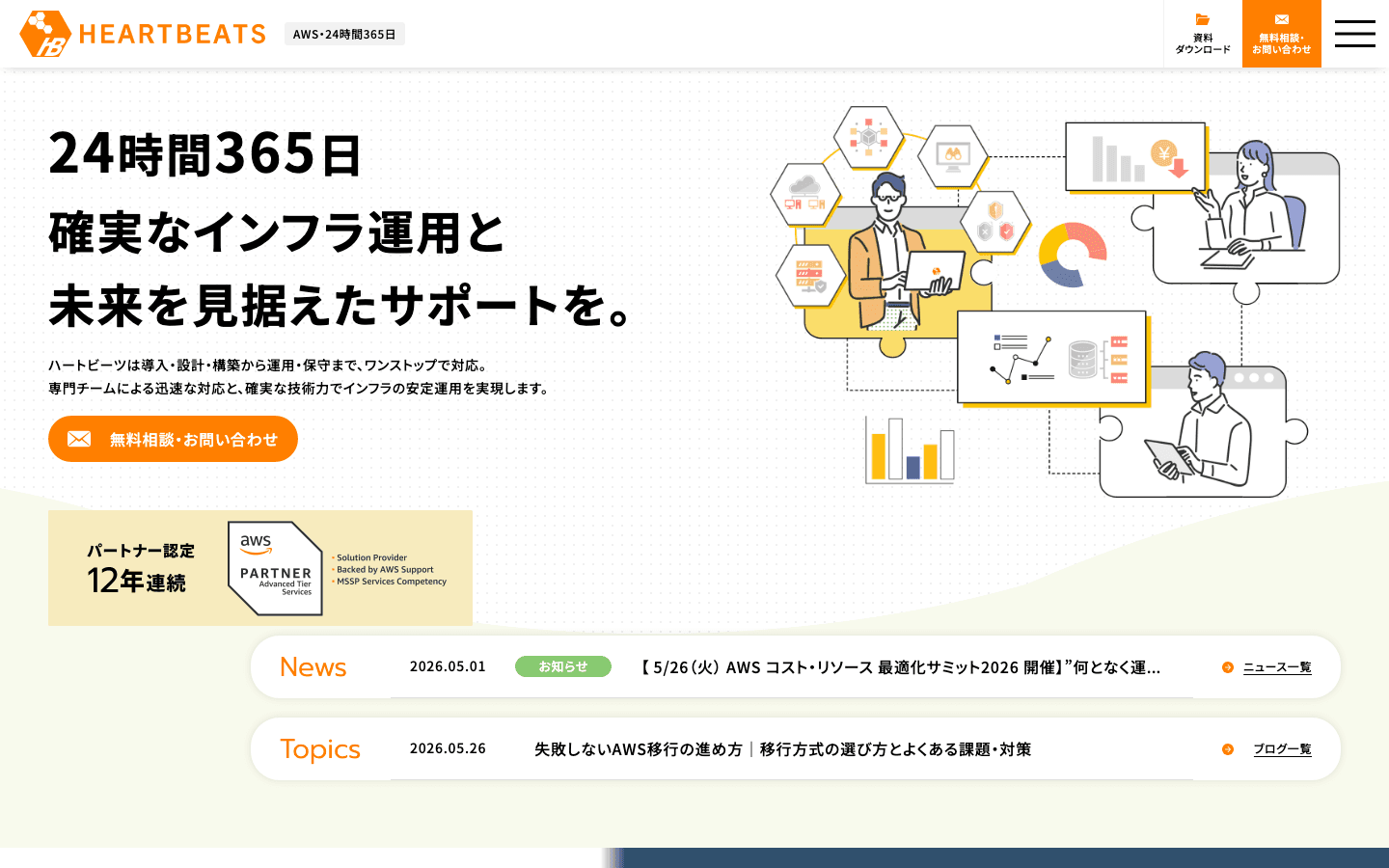 株式会社ハートビーツ 公式サイトのスクリーンショット