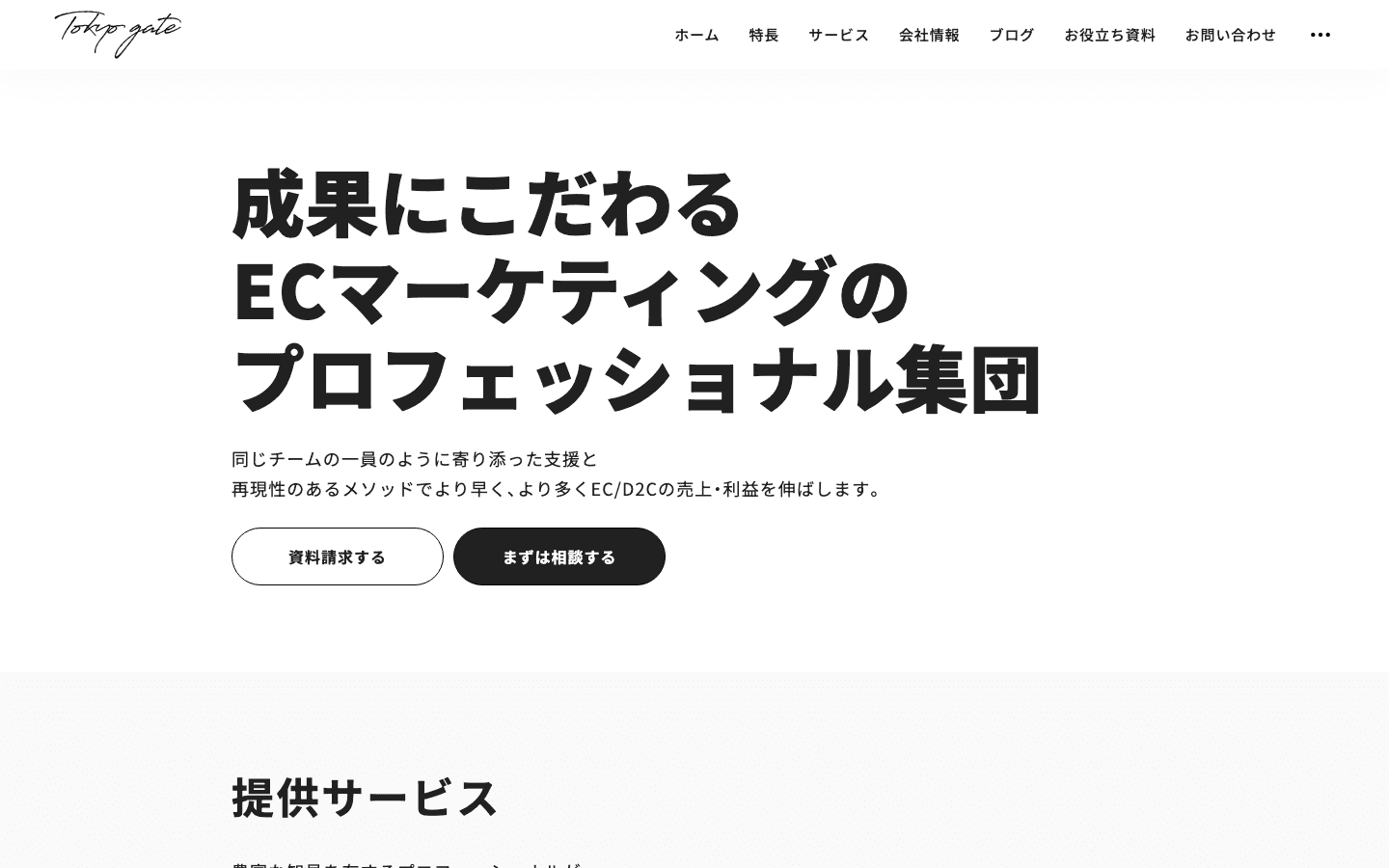 株式会社TOKYO GATE 公式サイトのスクリーンショット