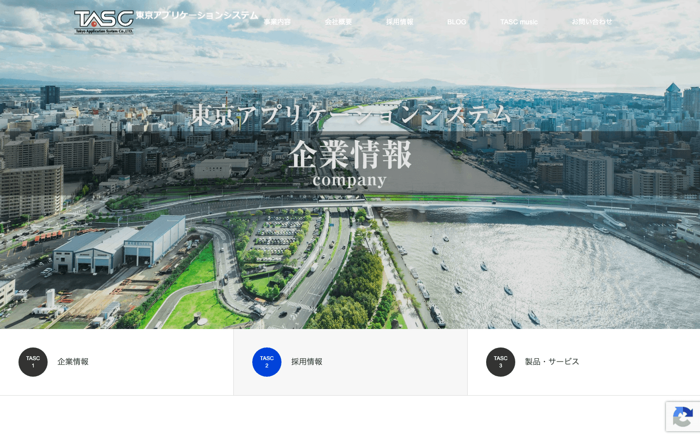 東京アプリケーションシステム株式会社 公式サイトのスクリーンショット