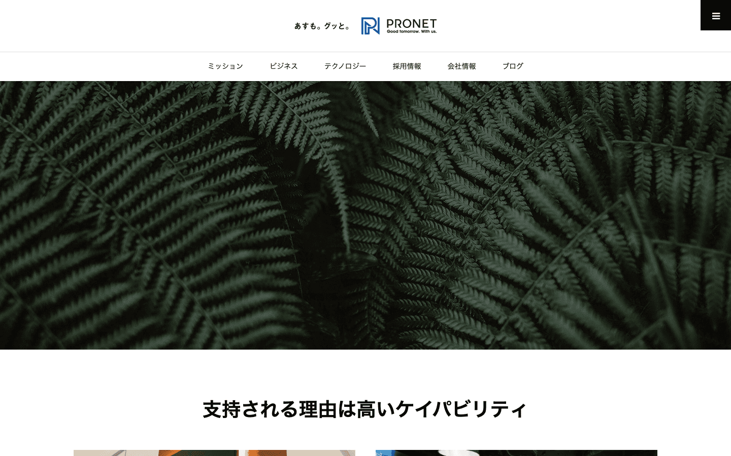 株式会社プロネット 公式サイトのスクリーンショット