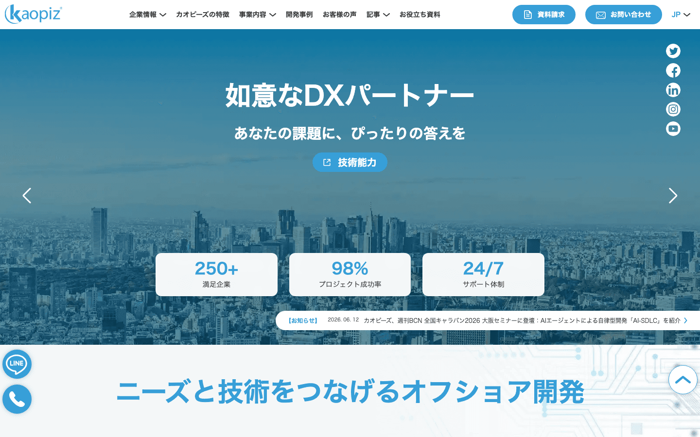 株式会社カオピーズ 公式サイトのスクリーンショット