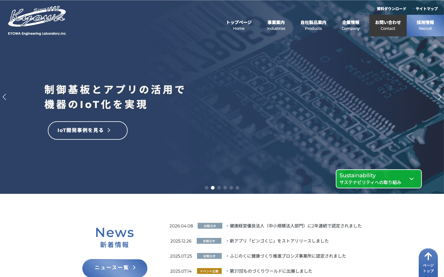 株式会社KYOWA エンジニアリング・ラボラトリー 公式サイトのスクリーンショット