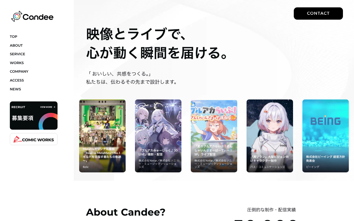 株式会社Candee 公式サイトのスクリーンショット