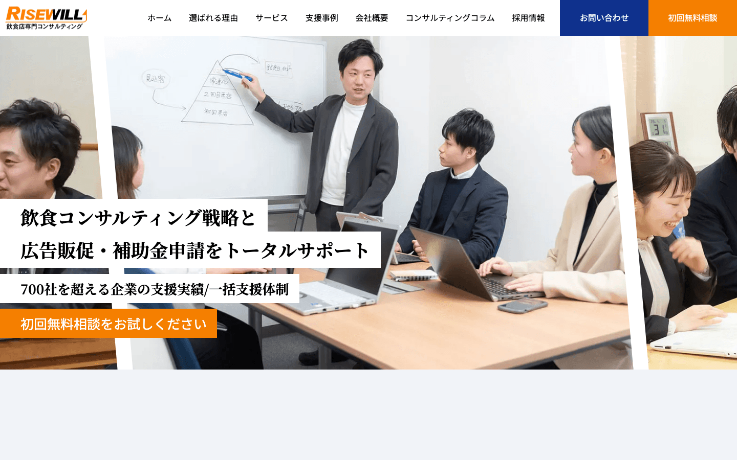 株式会社ライズウィル 公式サイトのスクリーンショット
