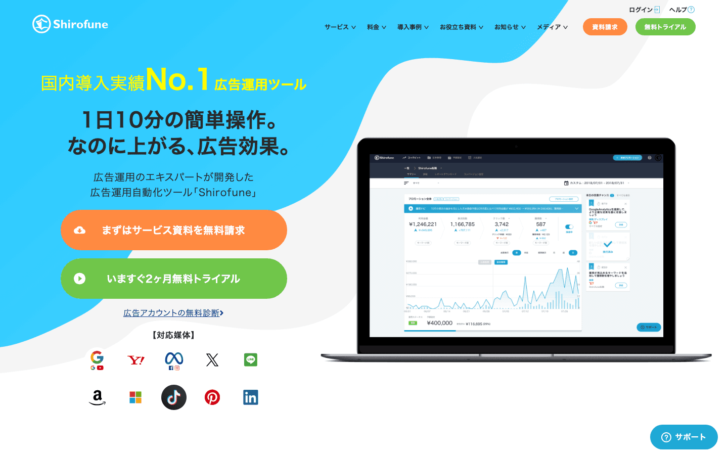 株式会社Shirofune 公式サイトのスクリーンショット